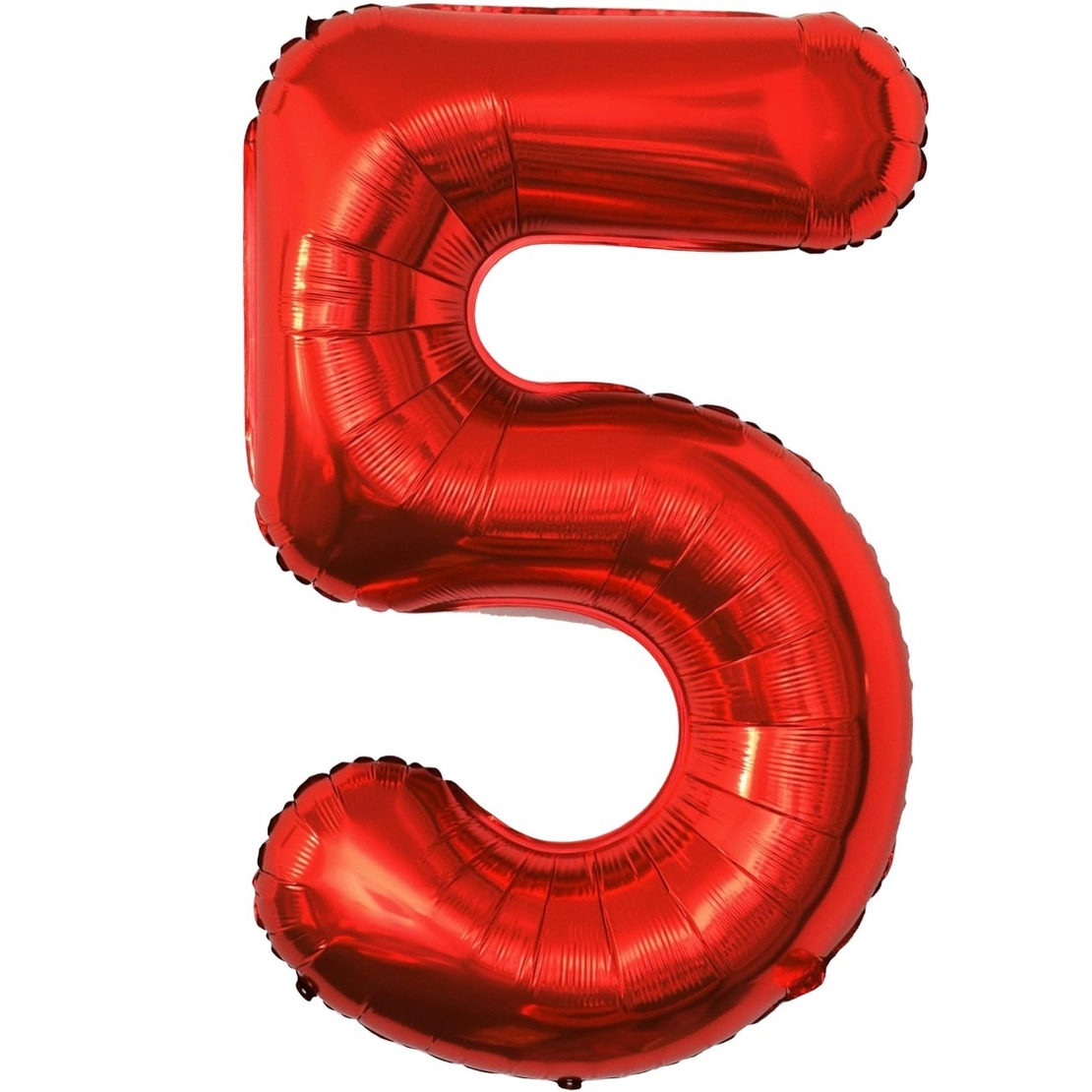 Balon din Folie Metalizata Flippy, Figurina Cifra, Tema Aniversare 100 cm, Ambalaj Individual, Pai inclus, Umflare cu Aer sau Heliu, Rosu, Cifra 5