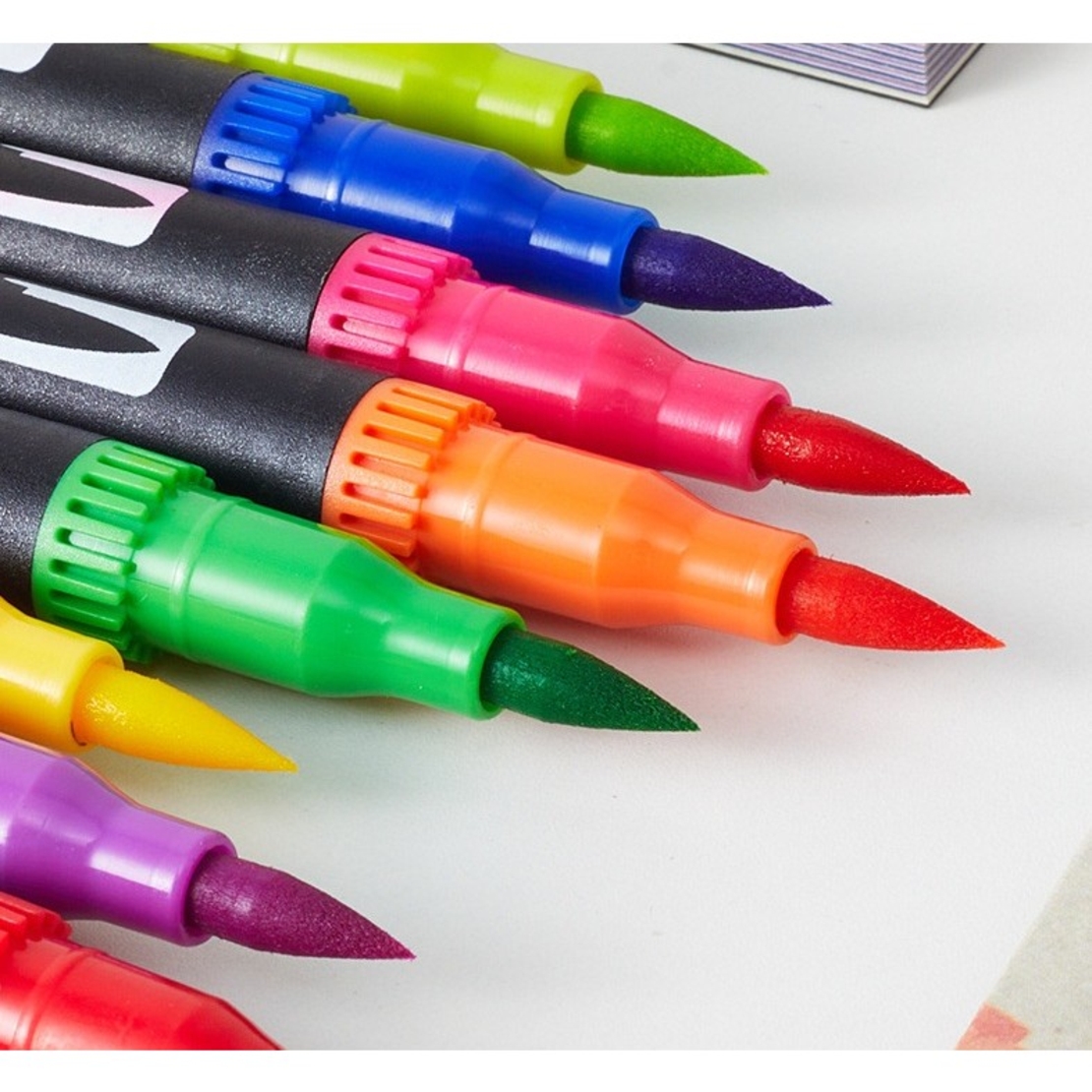 Set 72 Carioci, Flippy, pe Baza de Apa, 2 Tipuri de Varf, 1-2 mm, 0.4 mm, Corp Carioca Negru, din Plastic, Multicolor