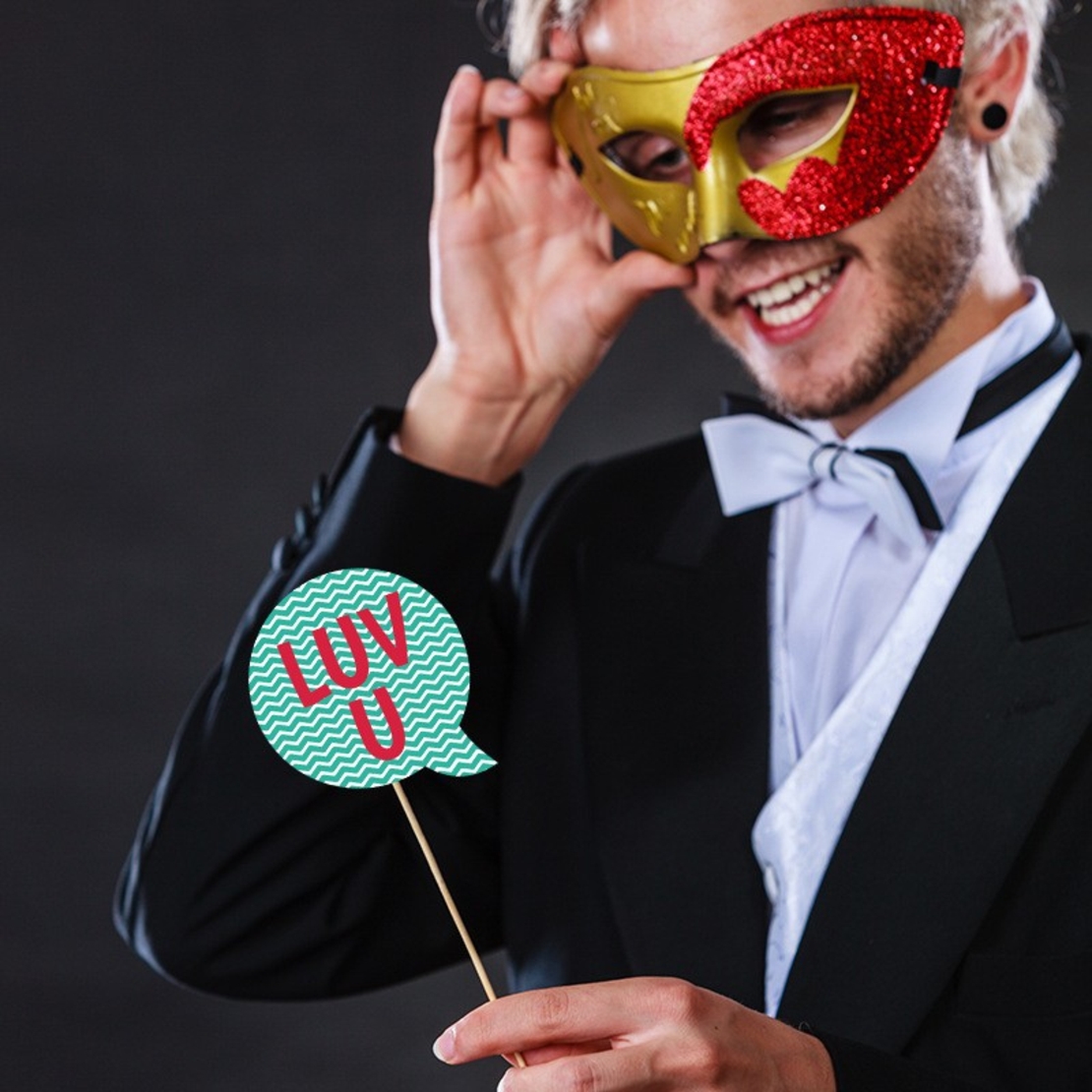 Set 12 Accesorii pentru Petrecere, Flippy, Props pentru Photo Corner, Tematica Iubire, Multicolor