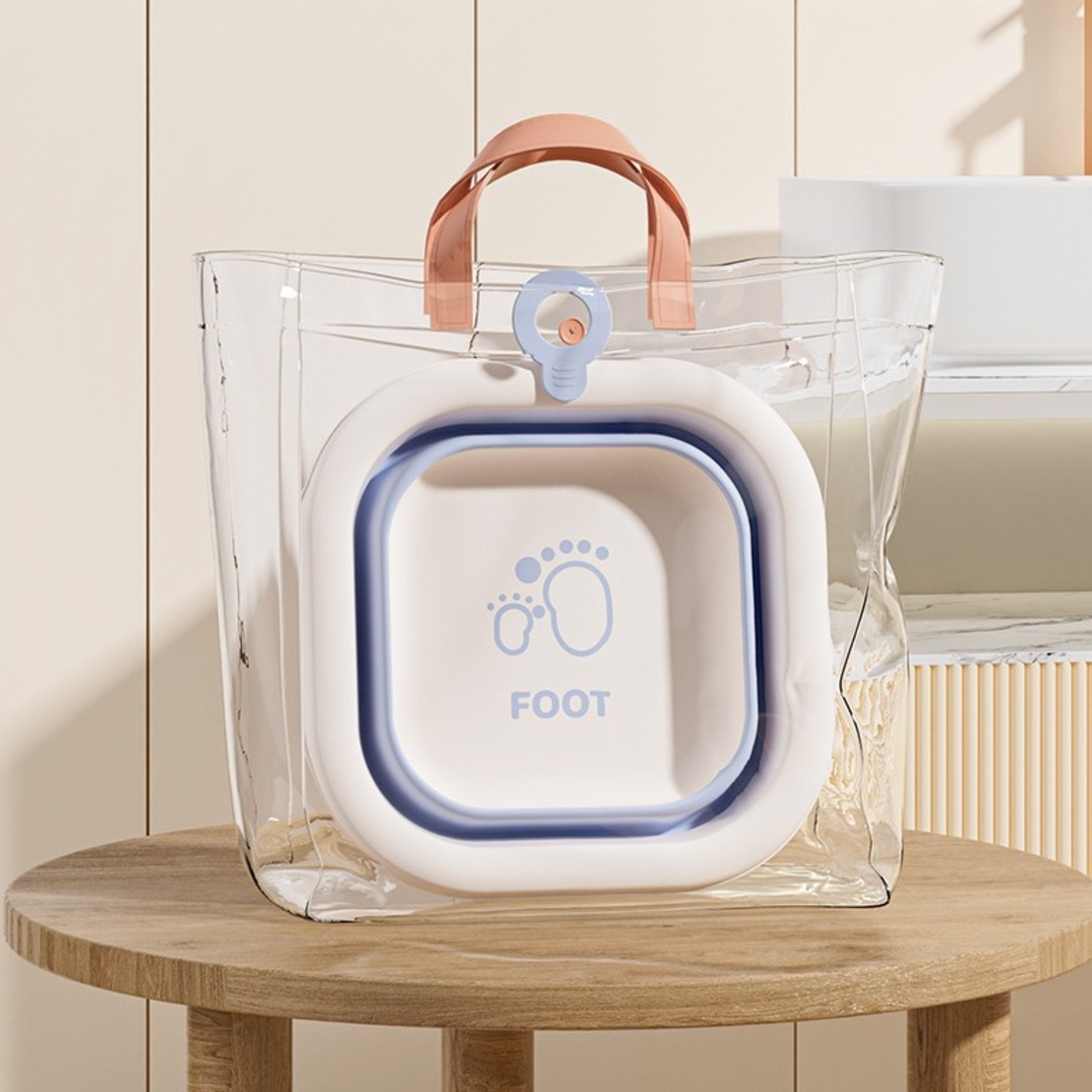 Cada Pliabila pentru Baie pentru Copii, Flippy, Cadita pentru Bebelusi, Model Patrat pentru Picioare, Albastru, 30x30x3.5 cm, 3.5 L