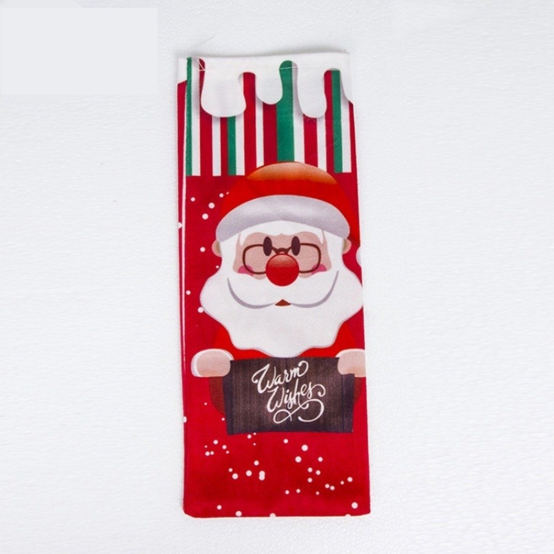 Husa Craciun pentru sticla de vin Flippy, tema Mos Craciun, material textil, 34 cm, multicolor