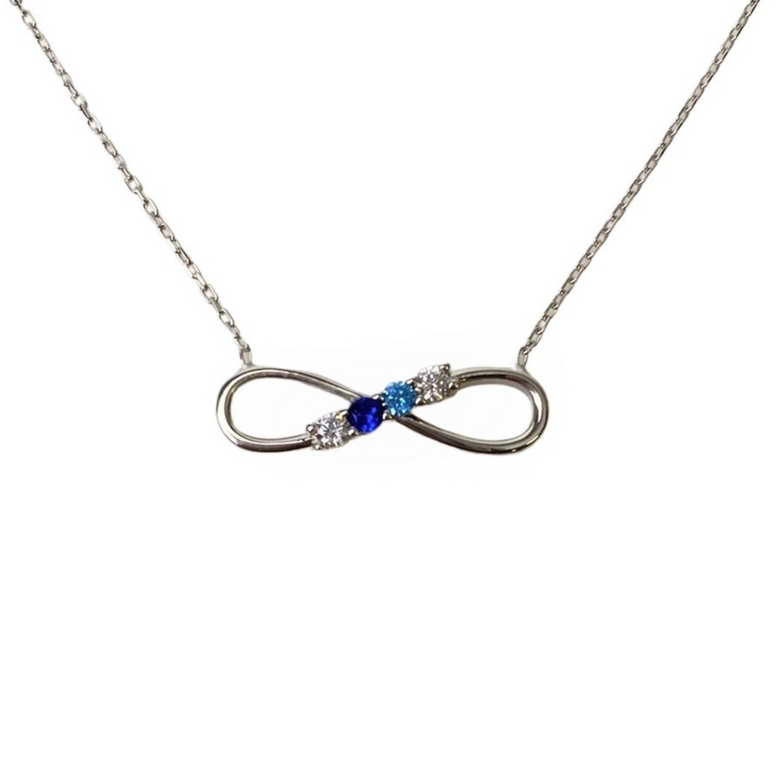 Colier Argint 925, Infinit cu Zirconii Albastre 40 cm