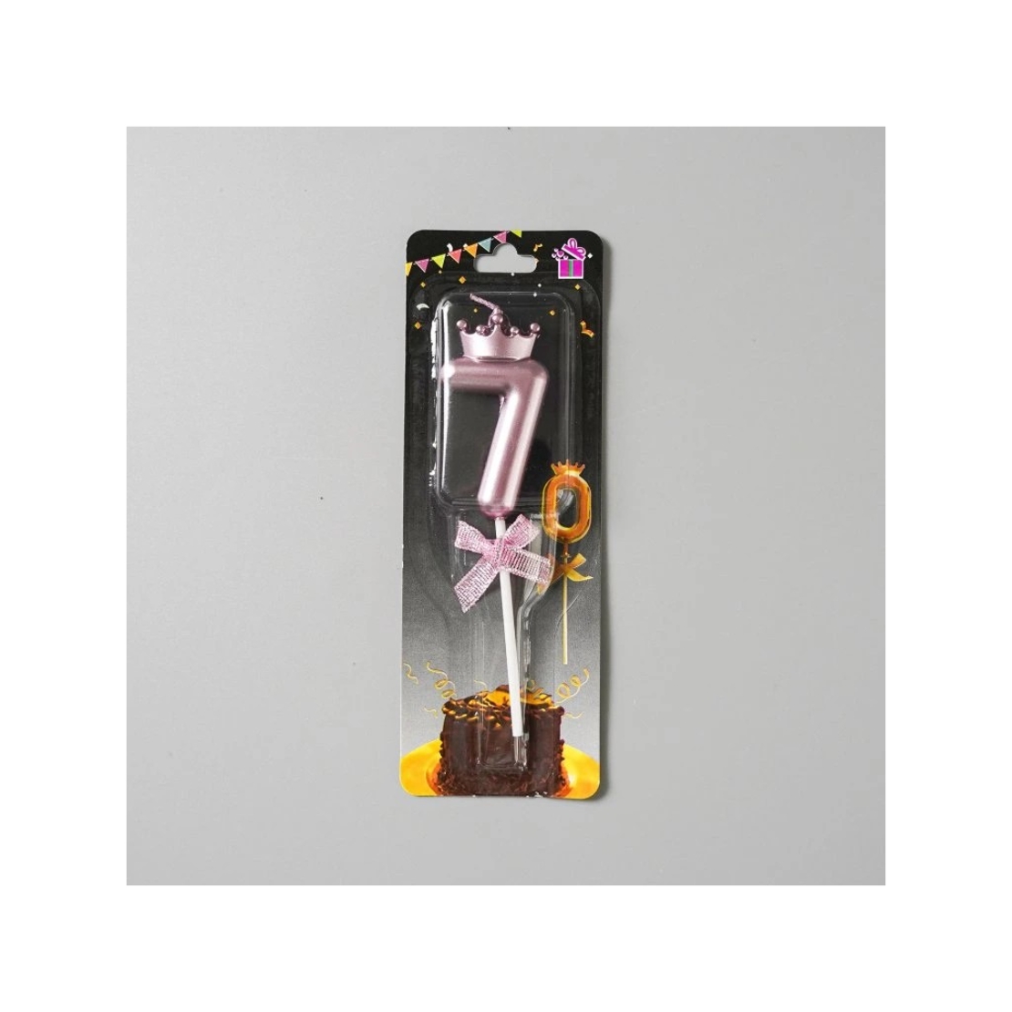 Lumanare Cifra 7, Flippy, Model Coroana cu Fundita, Pentru Tort, 6 x 2.5 cm Mov