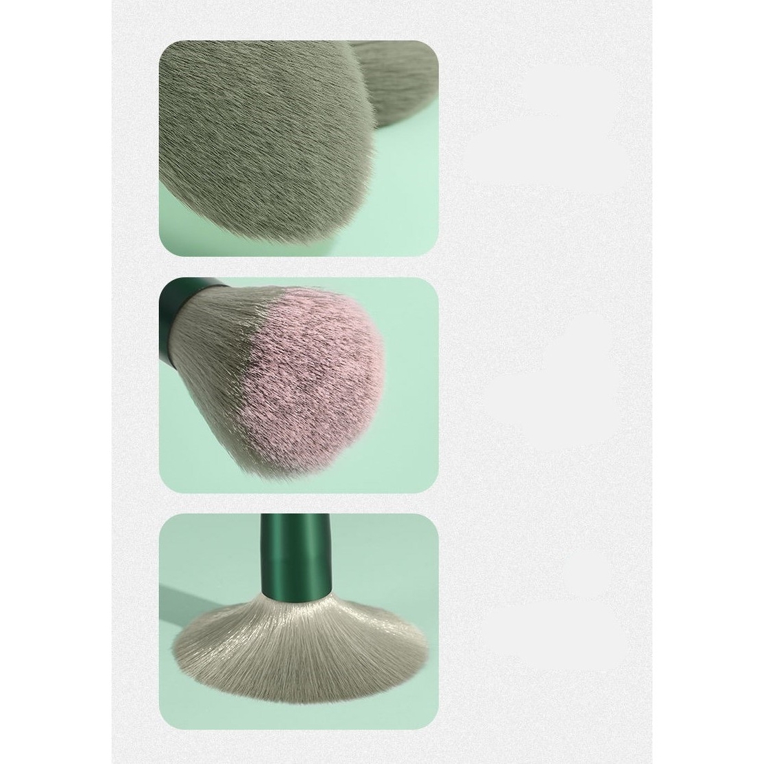 Set 13 pensule pentru machiaj, Flippy, super soft, makeup profesional/incepatori, verde