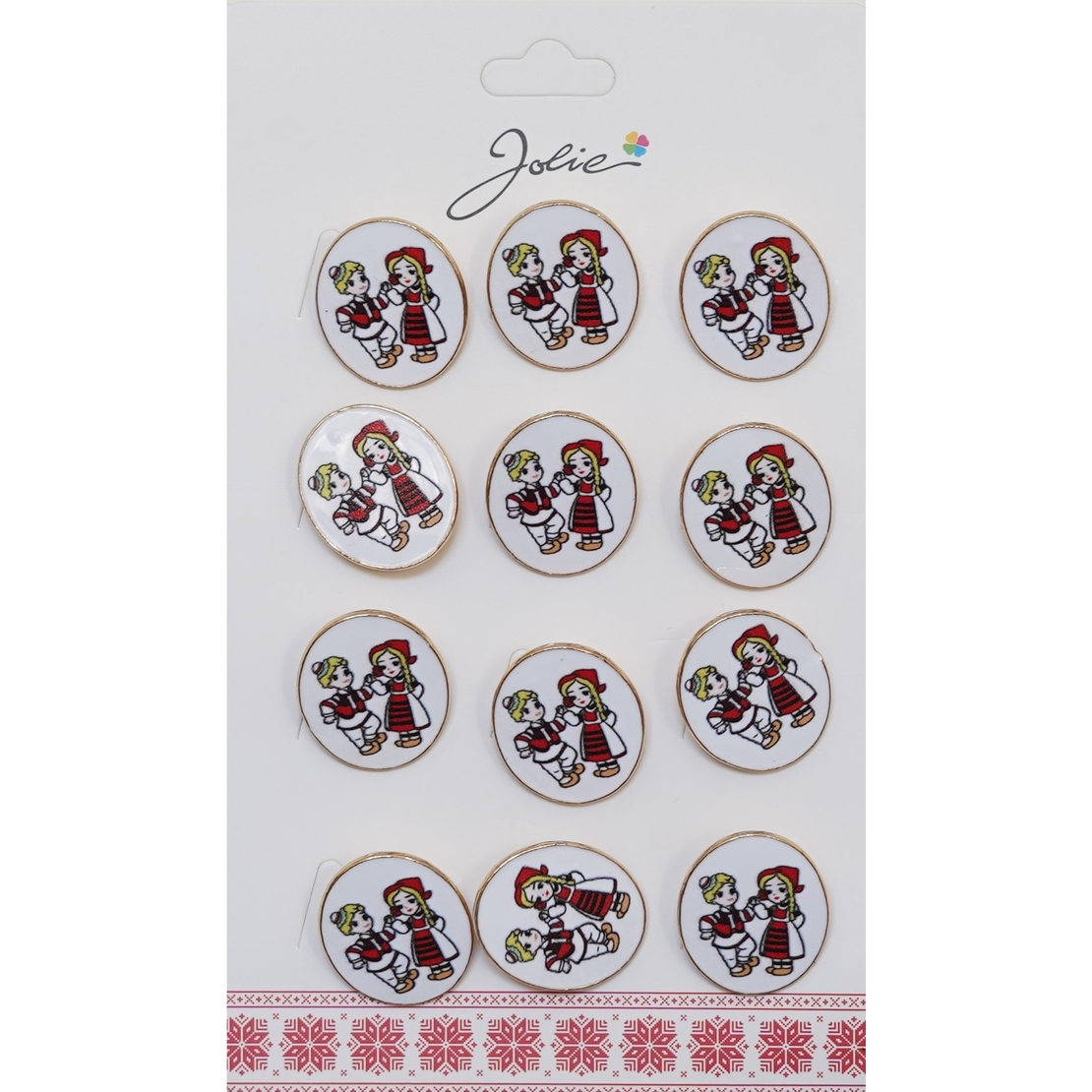 Set 12 Brose Martisor pentru Copii Baiat si Fata Imbracati Traditional