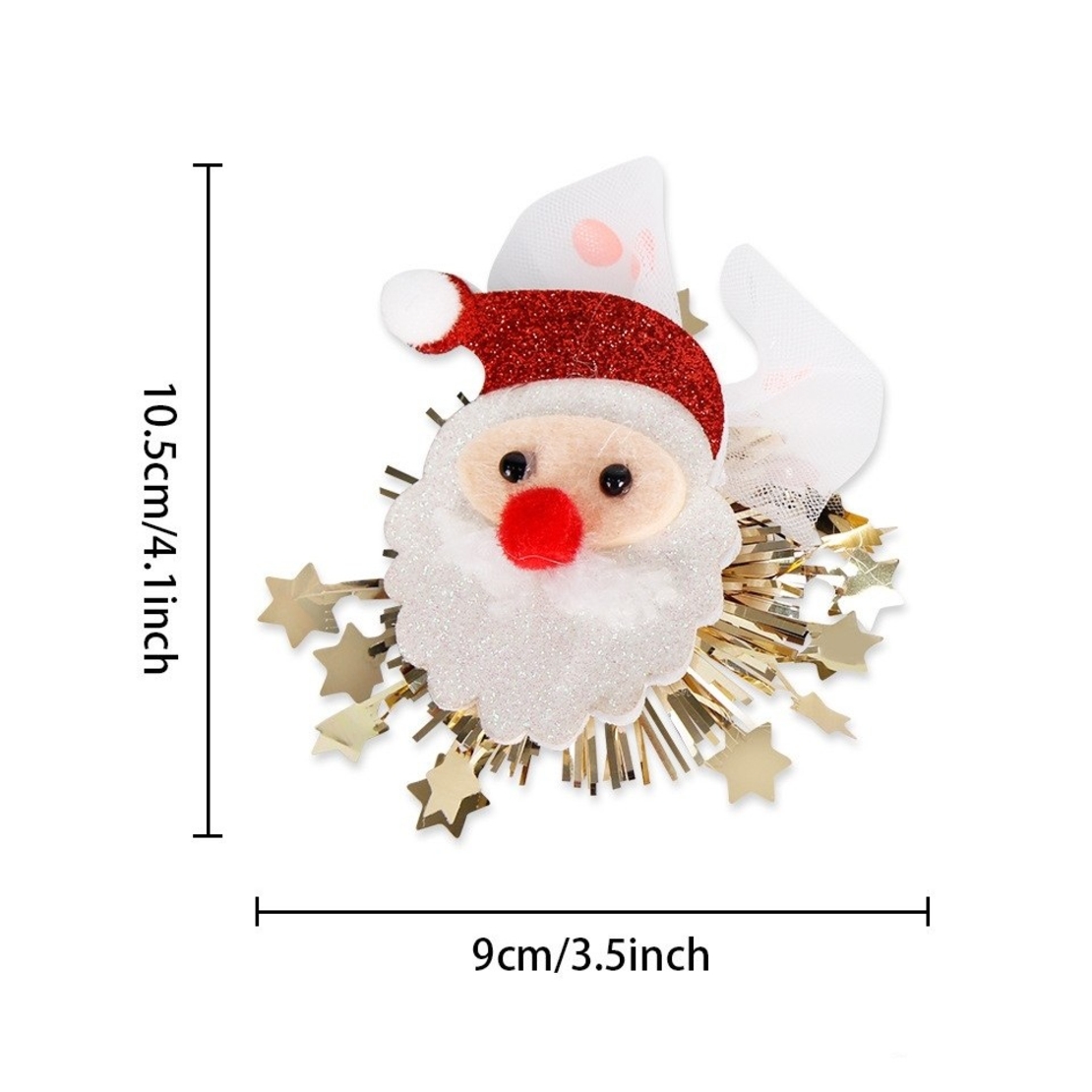 Agrafa de Par, Flippy, Tema Craciun, Model Mos Craciun, din Panza, 10.5 x 9 cm, Multicolor