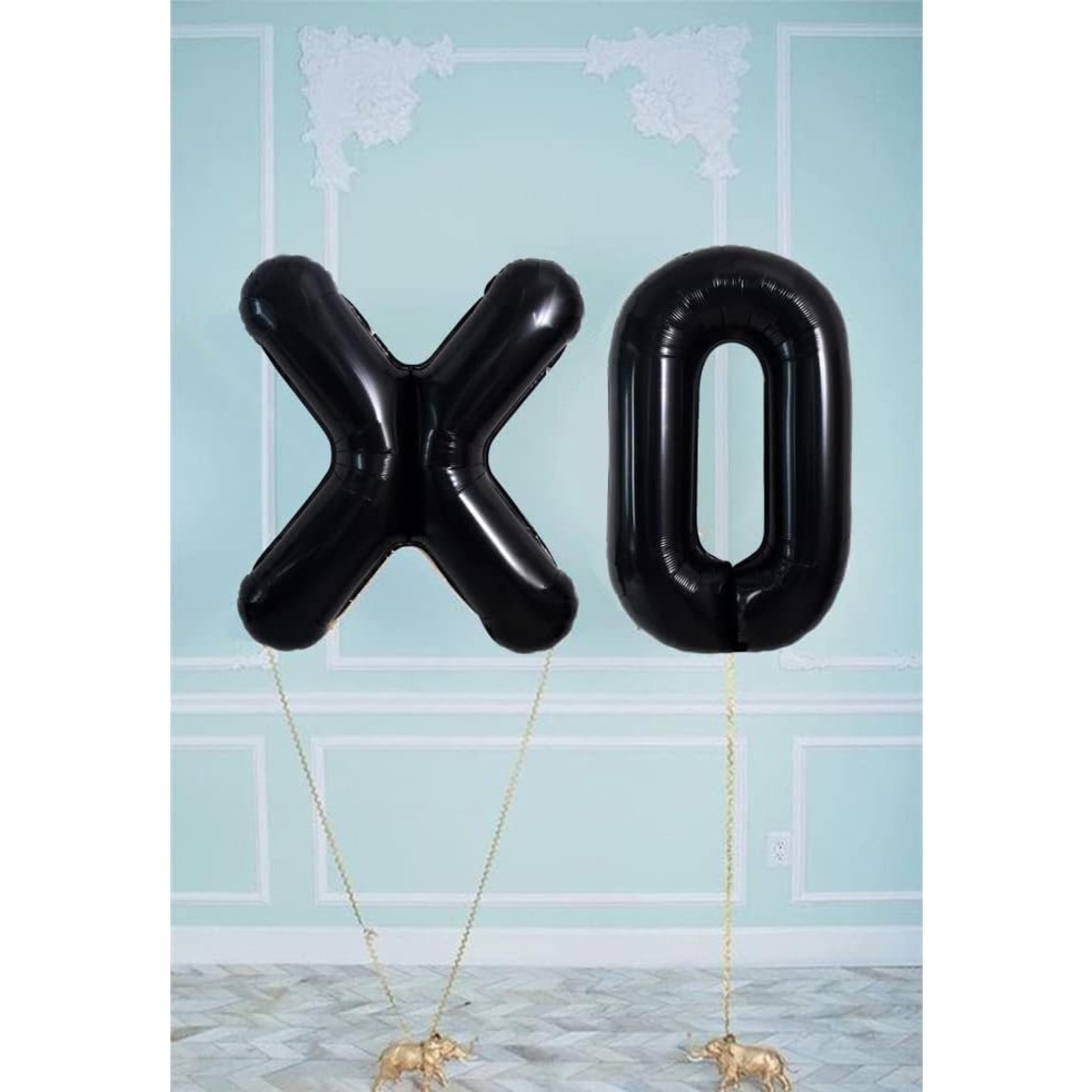 Balon Folie Metalizata Litera O, Flippy, 40 cm, Umflati cu Heliu sau Aer, Ambalaj Individual, Pai inclus, Negru