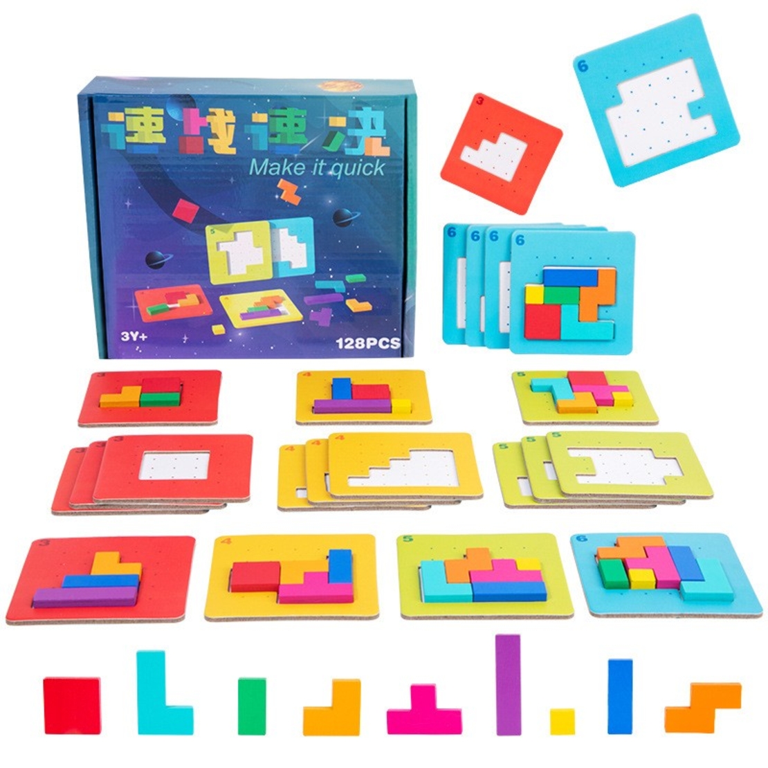 Joc Interactiv, Flippy, Tip Puzzle, din Lemn, +3 Ani, 128 Piese, 15 x 17 x 3.5 cm, Multicolor