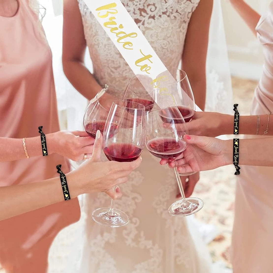 Set 11 Bratari, Flippy, pentru Petrecerea Burlacitelor, din Panza, Marime Universala, Alb/Negru