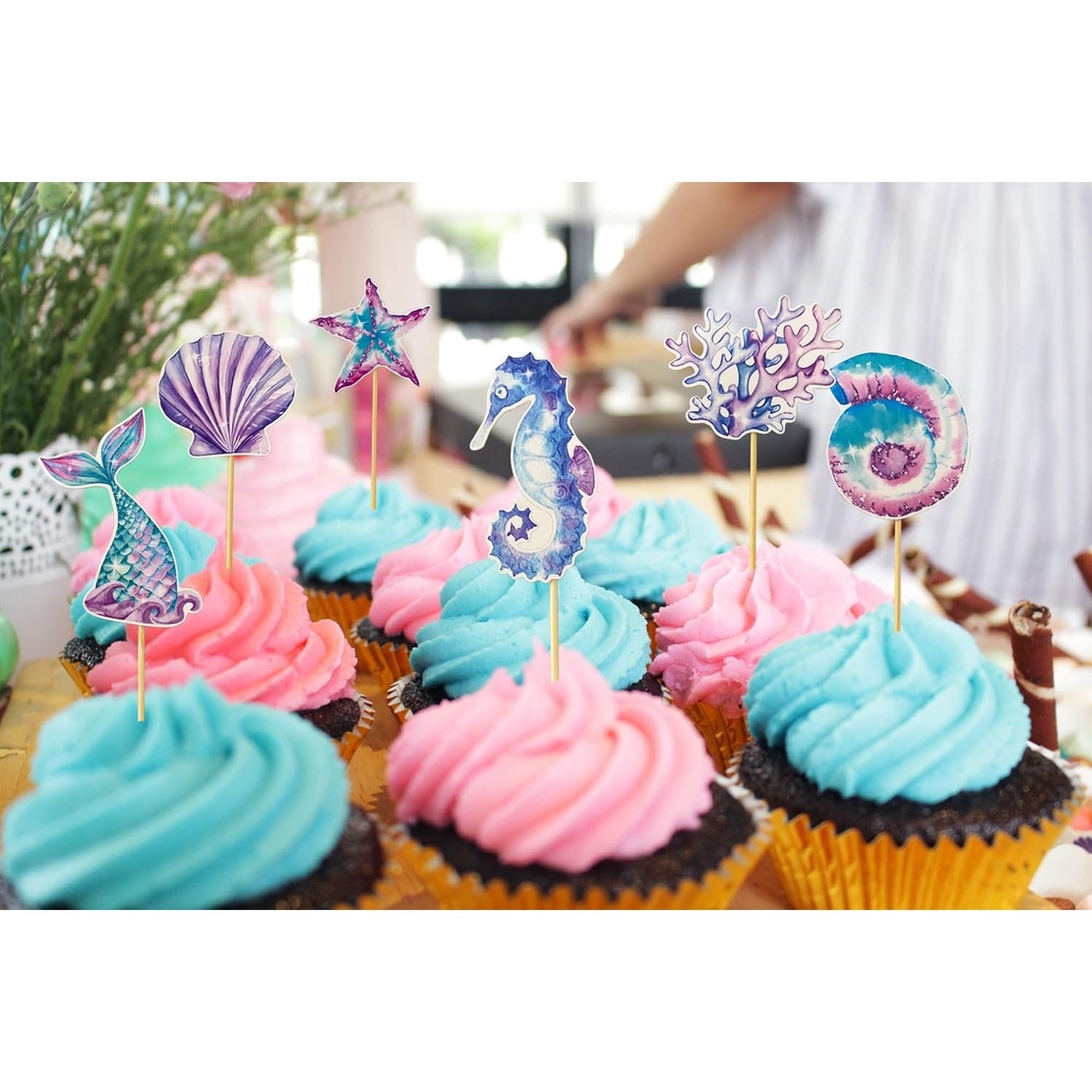 Set 6 Props-uri pentru Prajituri Sirena, Flippy, Colectia Mermaid, Multicolor