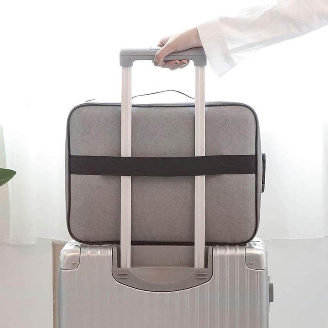 Geanta Flippy pentru Depozitare Acte si Documente, Facturi, Carduri, cu Cod de Securitate, 5 Compartimente, Impermeabila, 37 x 20 x 27 cm, Gri