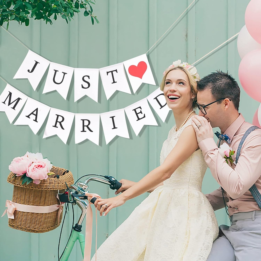 Banner Decorativ, Flippy, Model Just Married, Tematica Nunta, Alb-Negru