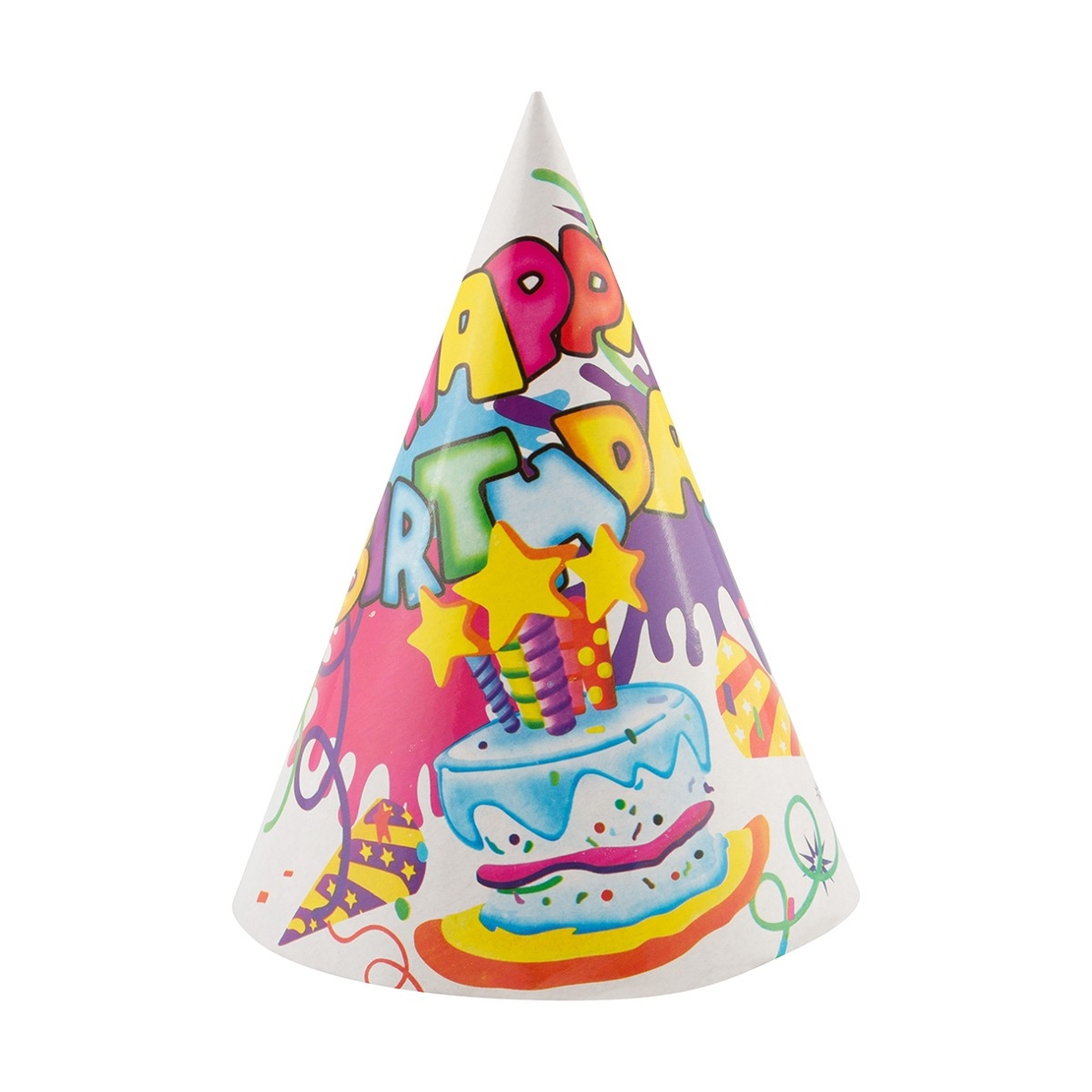 Set 6 Coifuri, Flippy, Petrecere Copii, din Carton, 20 x 13.5 cm, Model 5 Happy Birthday, Multicolor