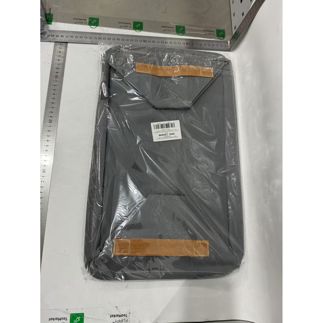 Cutie Depozitare Flippy, pentru Haine, lucruri, din Textil cu Cadru Metalic, Manere Laterale, forma Dreptunghiulara, 48 x 28 x 25 cm, volum 34 L Gri