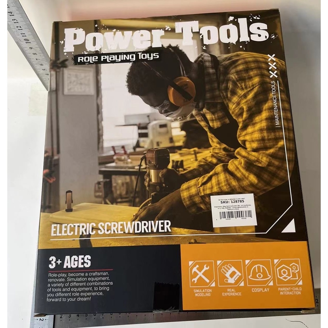 Set Scule de Jucarie pentru Copii, Flippy, Ghiozdan cu Bormasina si Accesorii Incluse, 28 Piese, Material Plastic Durabil, Interactiv, +3 Ani, 30.5x25x11 cm, Negru/Portocaliu