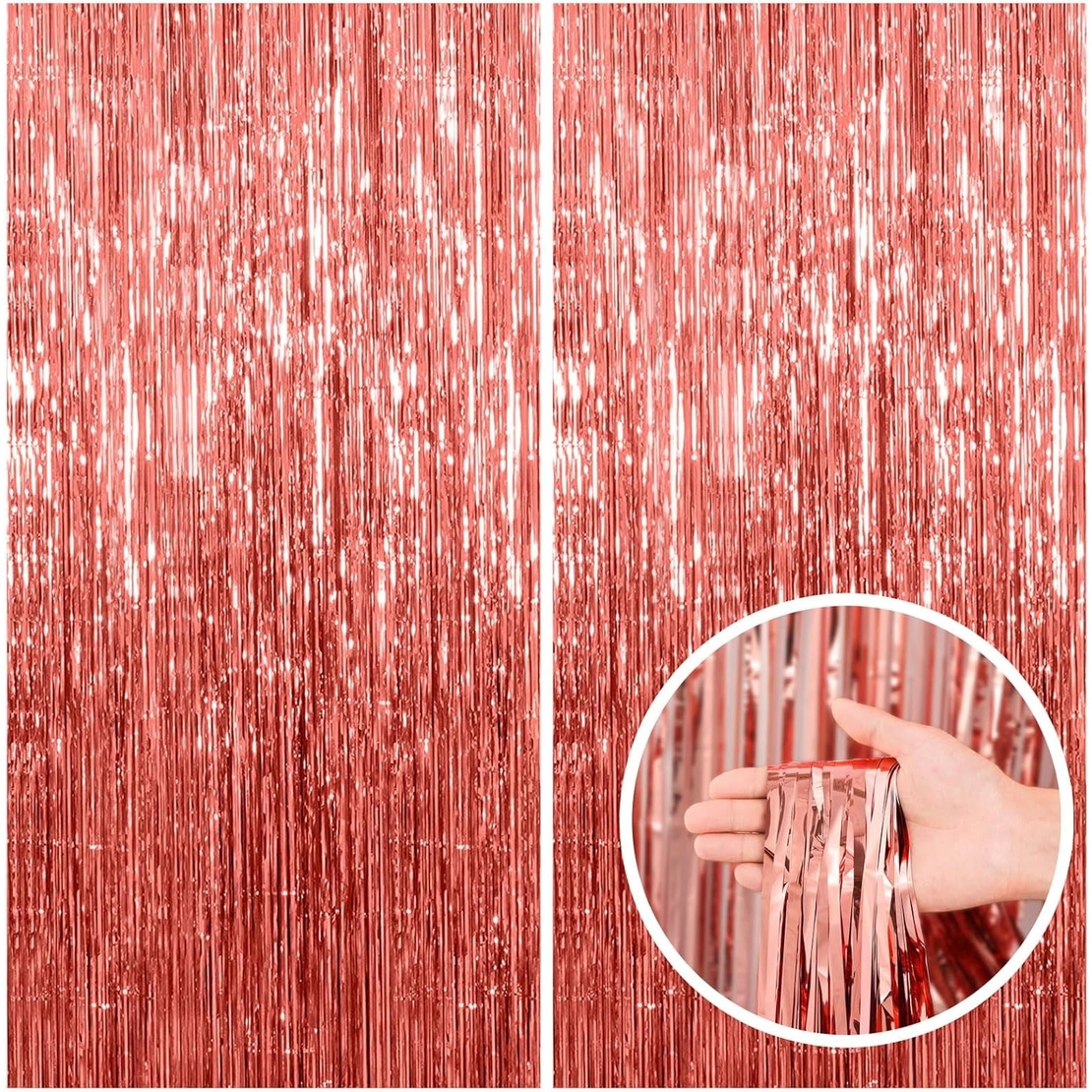 Perdea Franjurata, Flippy, Model Decor Petrecere, pentru Fundal de Poze, Amenajare Colorata a Petrecerii, Dimensiune 100x200 cm, Rose Gold