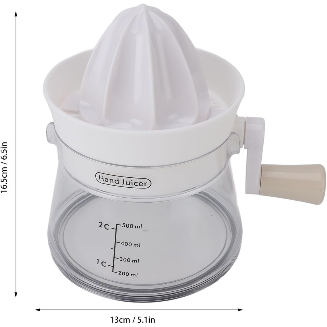 Storcator de Citrice Manual, Flippy, Rezistente, Usor de Folosit si Depozitat, Durabil, Calitativ, 16.5x13cm, Transparent/ Alb