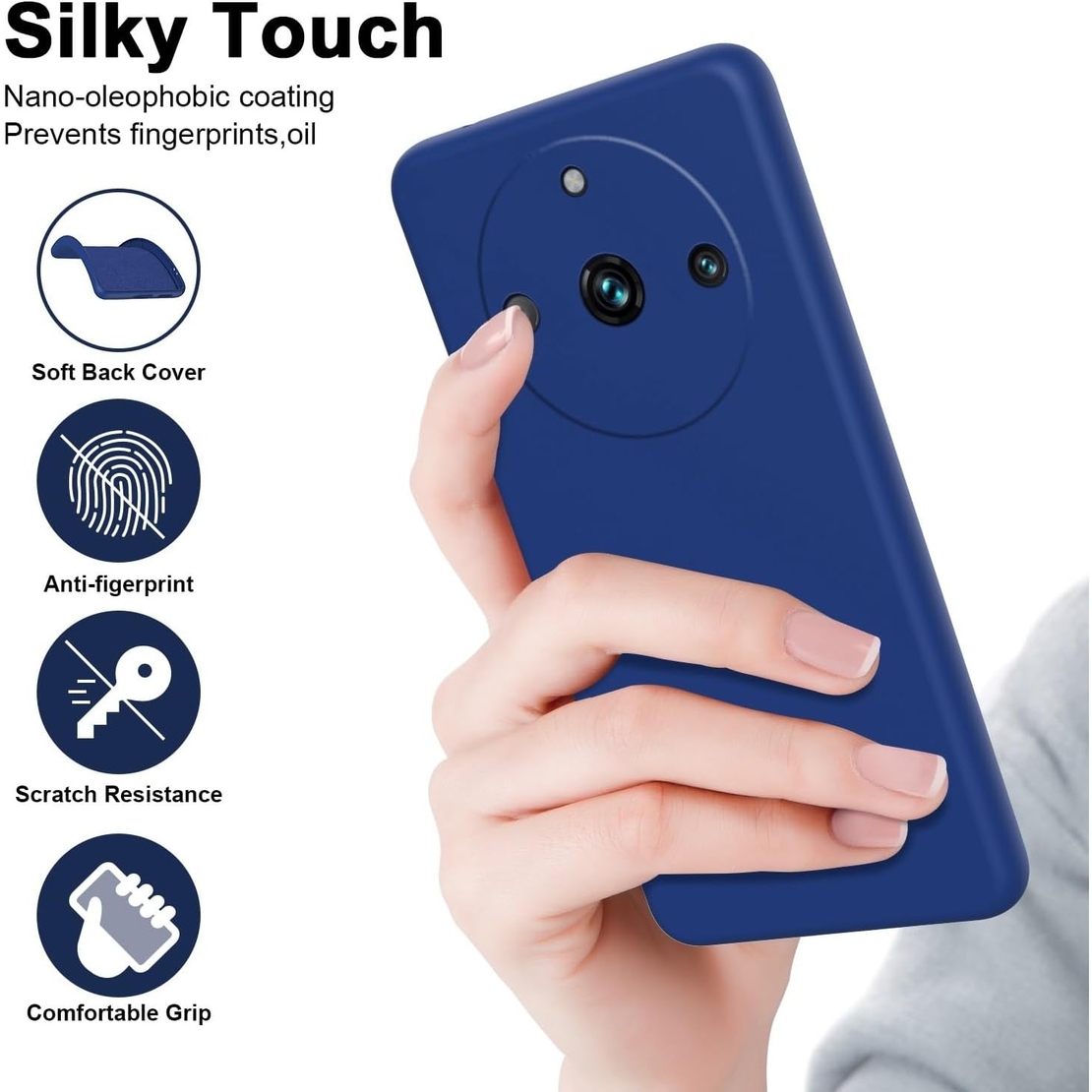 Husa de Protectie, Flippy, pentru Realme 11 Pro Plus, Liquid Silicone, cu Microfibra pe Interior, Protectie Antisoc, Compatibil Incarcare Wireless, Albastru