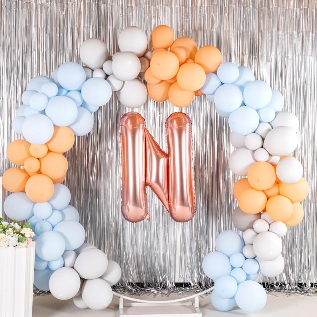 Balon Folie Metalizata Litera N, Flippy, 100 cm, Umflati cu Heliu sau Aer, Ambalaj Individual, Pai inclus, Rose Gold