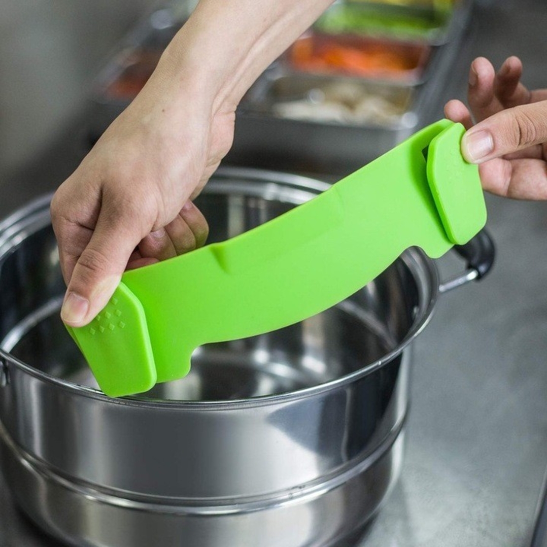 Strecurator Filtru pentru Vase, Flippy, din Silicon Rezistent la Temperaturi Inalte, Universal, Paste, Legume, Fructe, 23x12.5x6.7 cm Verde
