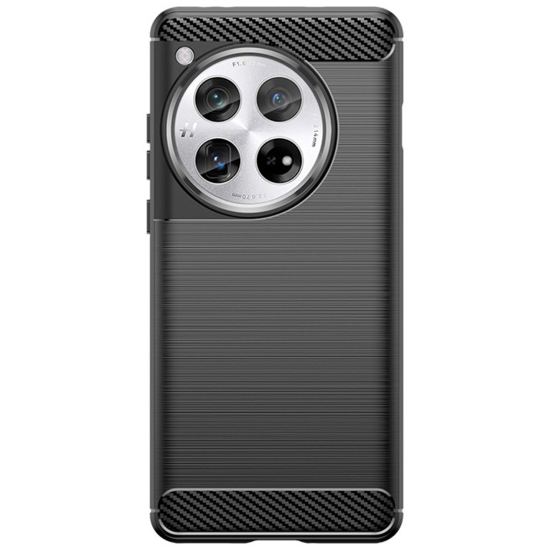 Husa de Protectie pentru OnePlus 12, Flippy, Protectie 360, din TPU cu element de Carbon, Anti Alunecare, 1.8 mm, Negru