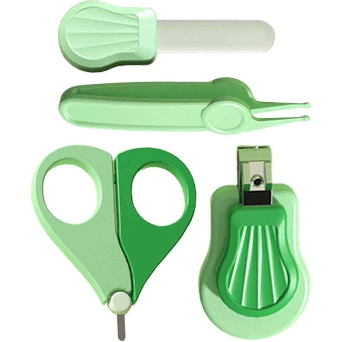 Set Ingrijire Unghii pentru Bebelusi, Flippy, Cutie de Depozitare in Forma de Ursulet, 10 x 9.5 cm, Verde
