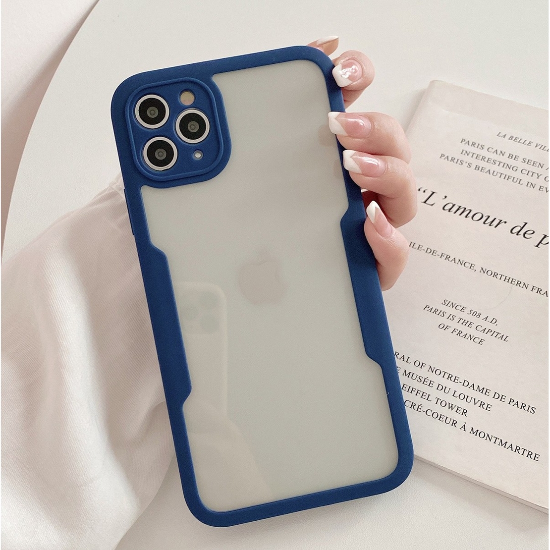 Husa Max Defence pentru Samsung Galaxy A53 5G, Bumper Albastru, Fata Dubla Transparenta, Protectie Antisoc Full 360 ( fata, spate, margini ), Flippy
