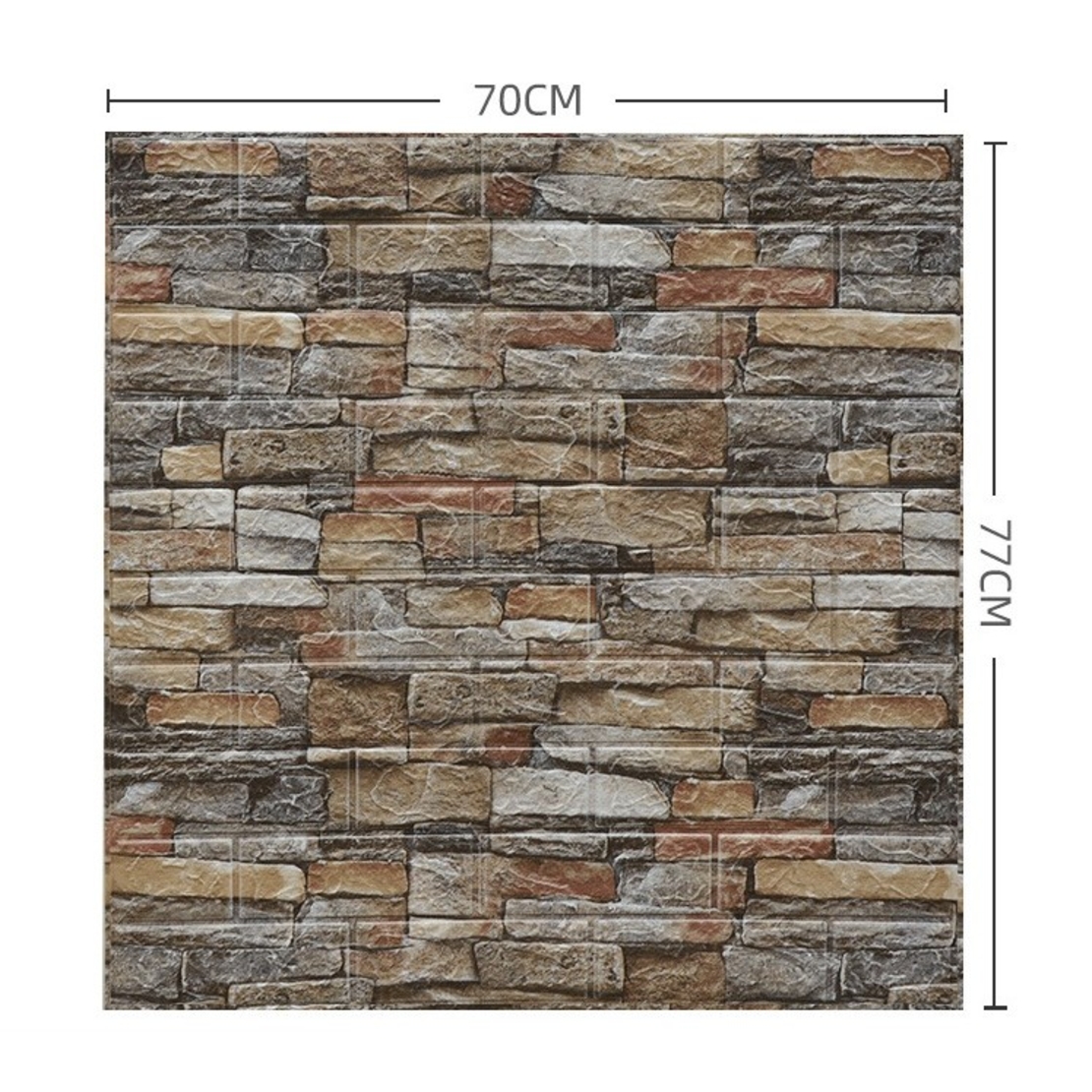 Set 10 Stickere de Perete, Flippy, Autoadezive, 70 x 77 cm, 2.5 mm Grosime, Suprafata Acoperita 5.3 mp, din PVC, Model Caramida, Roscat