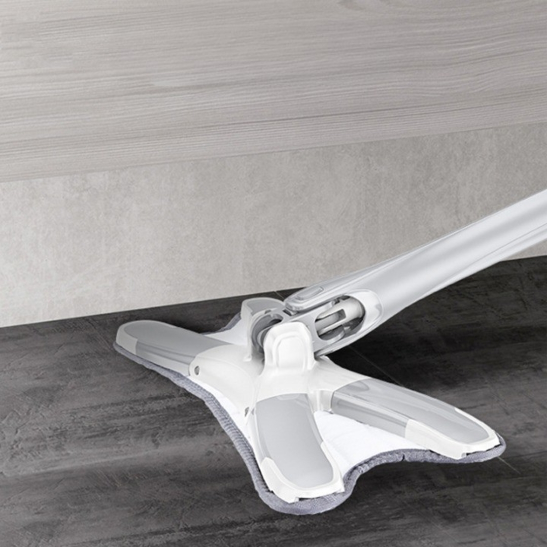Mop Plat, Flippy, cu Sistem de Stoarcere, 4 Lavete Incluse, Lungime Telescopica 140 cm, Argintiu