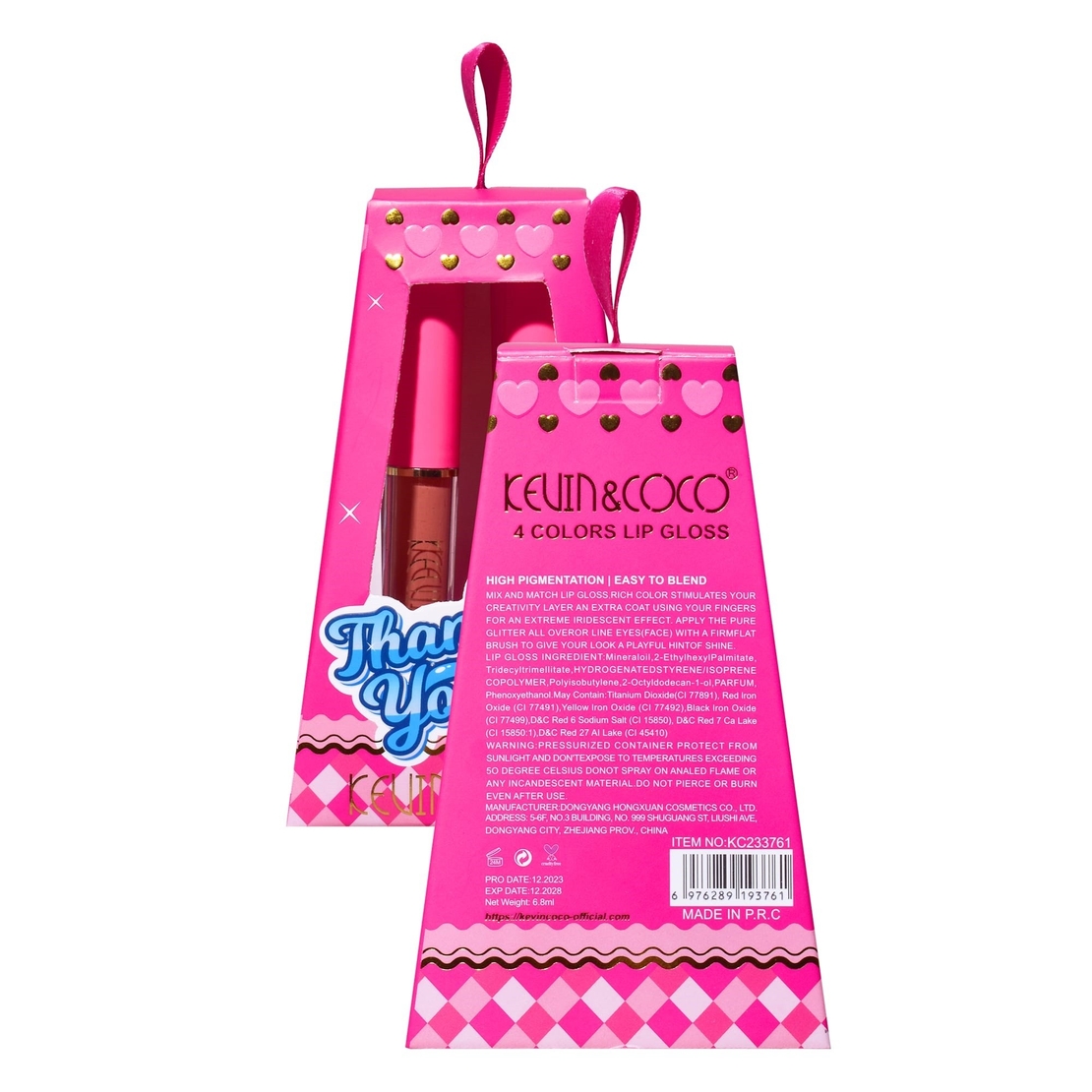 Set de Buze, KEVIN & COCO, Cloud Bubble, 4 Lip Gloss-uri,  15.1 x 8.1 x 2 cm, Roz/Nude