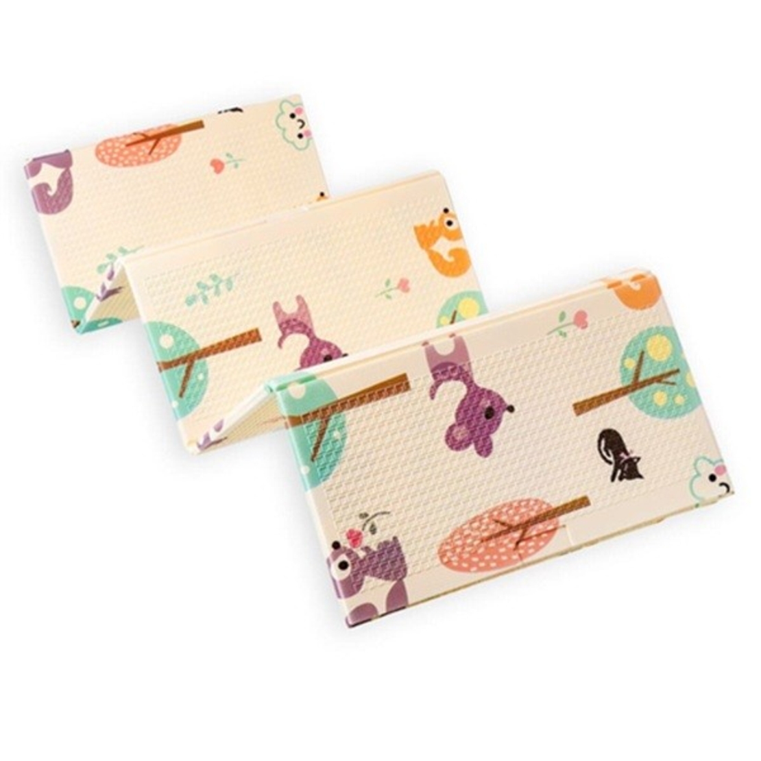 Covoras pentru Copii, Flippy, cu 2 Fete, Model Caprioare/Circ, din XPE+PE, Impermeabil, Antiderapant, Protectie Termica, +3 Luni, Pliabil, 150 x 200 x 1 cm, Multicolor