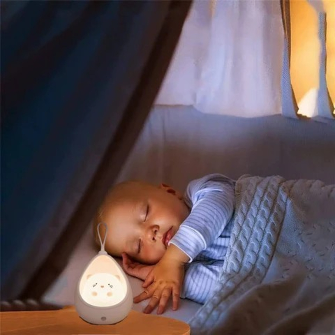 Lampa de Veghe, Flippy, Portabila, cu 2 Moduri de Functionare, Silicon Non-Toxic, Reincarcabila USB, Senzor Miscare, Model Pisica, Alb