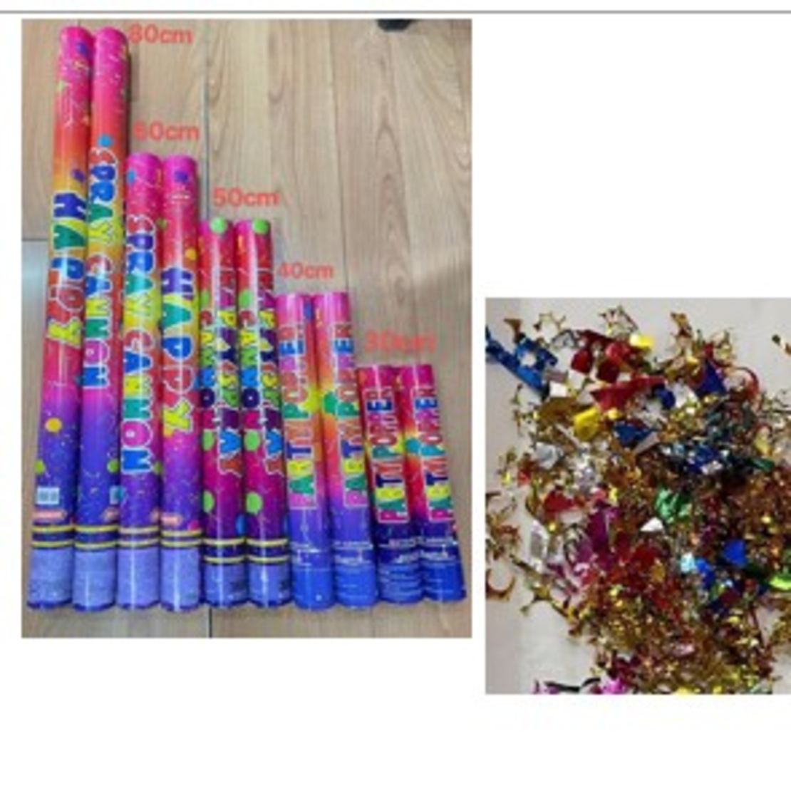 Tub de Confetti, Flippy, Clasic, 60x5 cm, Confetii Asortate din Plastic, Eliberare prin Rasucire, Multicolor