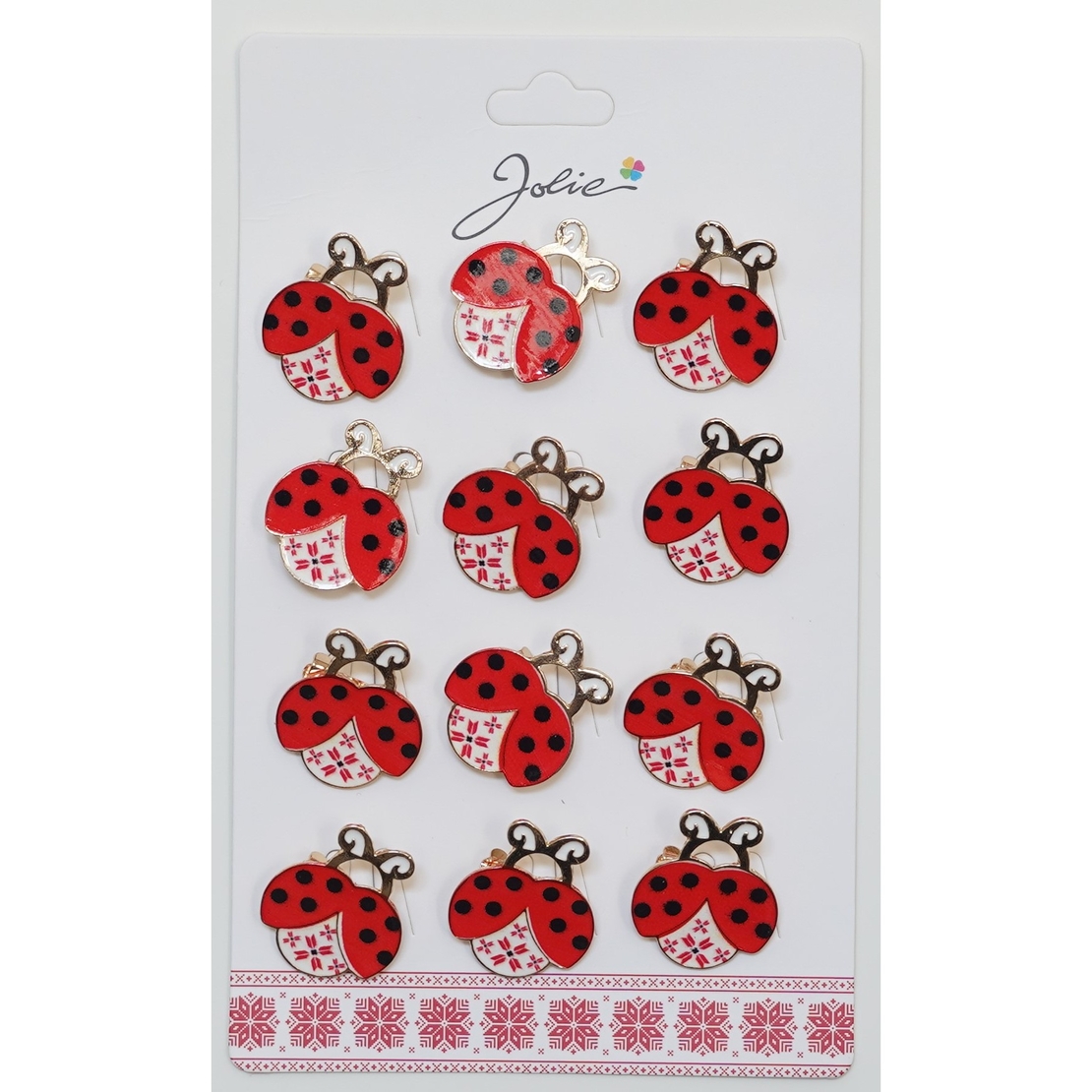 Set 12 Brose Martisor pentru Copii Buburuza cu Motiv Traditional