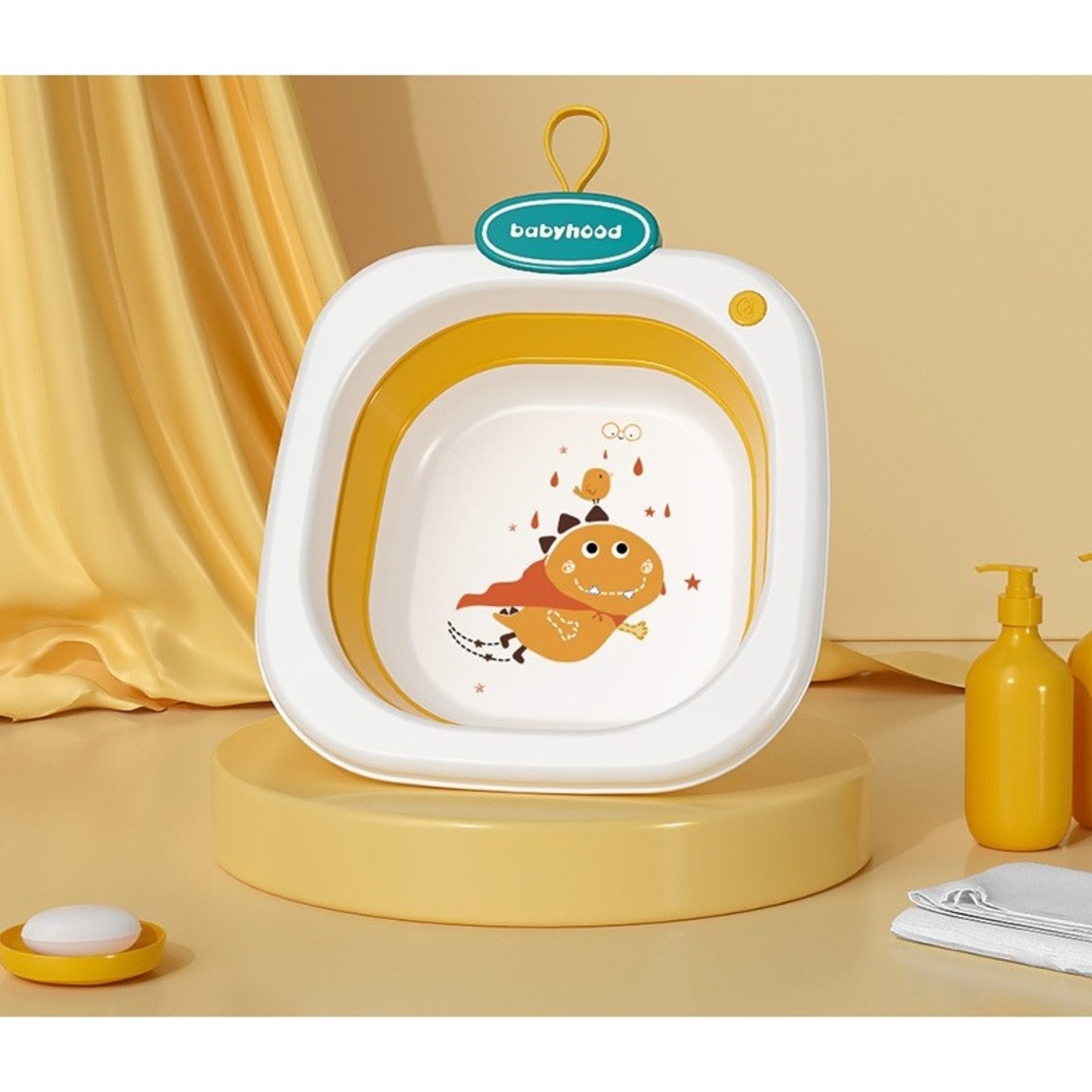 Lavoar Pliabil, Flippy, pentru Copii 1-8 Ani, Model Animat, din PP+TPE, 32x29x10 cm, Portocaliu