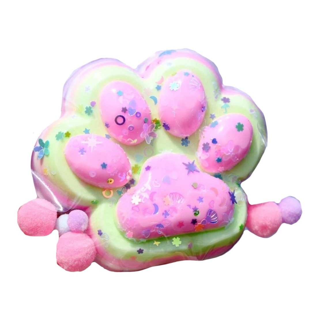 Jucarie Antistres Squishy, Flippy, Revenire Lenta, Model Labuta de Pisica, Squishy, BIG 12.5 x 10.5 cm, 220 g, Model 22, Roz Verde