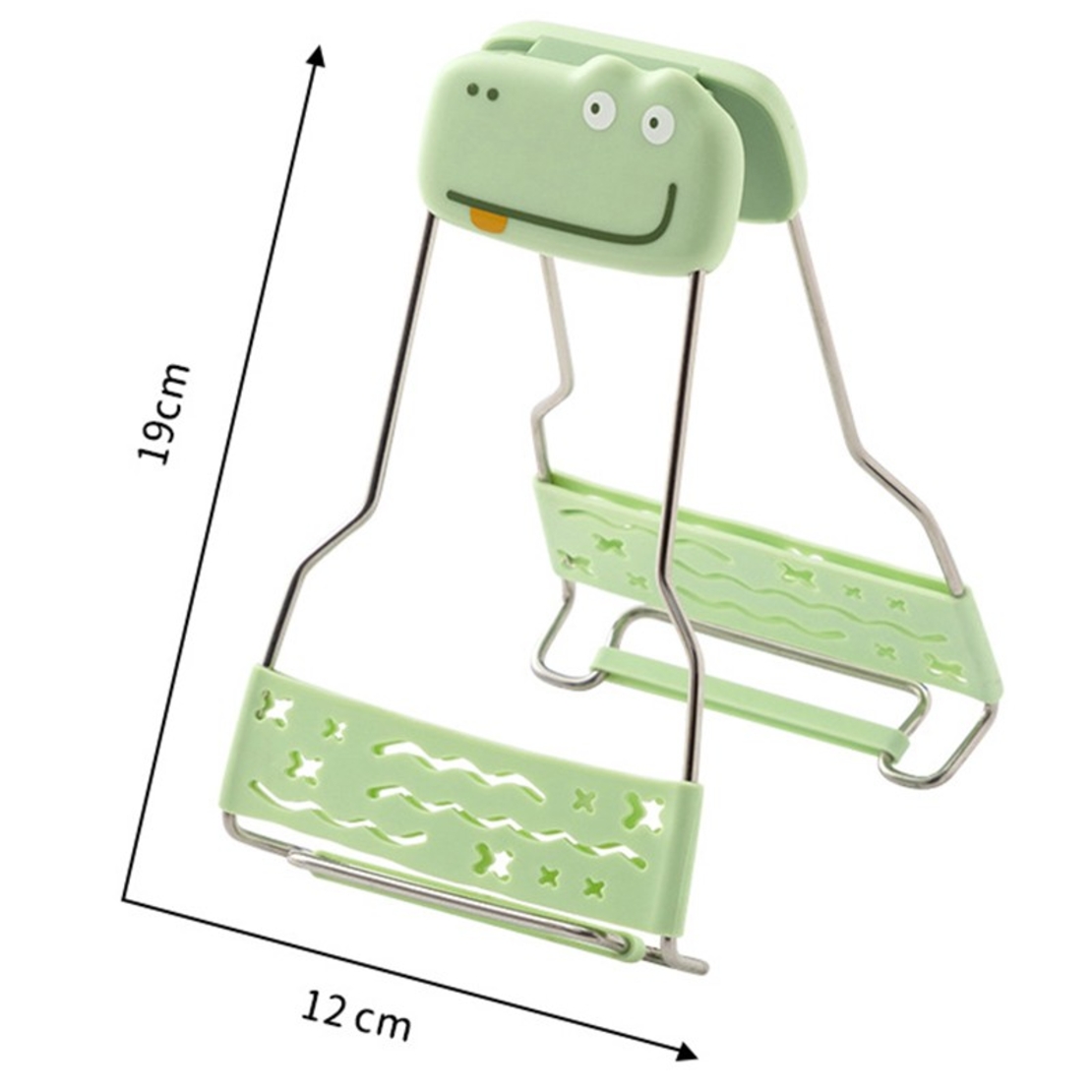 Clema pentru Boluri Creativa, Flippy, Anti-Alunecare, din Silicon, de Uz Casnic, Rezistent la Temperaturi Inalte, Model Animat, 19x12 cm, Verde