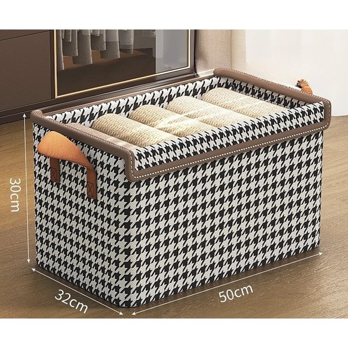 Cutie Depozitare, Flippy, Capac Transparent, Model In Carouri, Model Mare, Maro