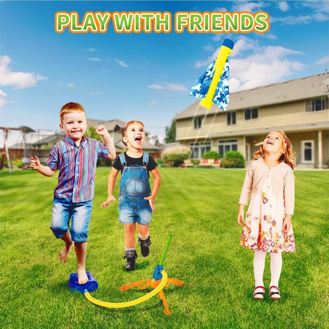 Jucarie pentru Copii, Flippy, Lansator de Rachete cu Piciorul, un Singur Lansator, 4 Rachete Fara Lumini, 40.5 cm Inaltime, Multicolor