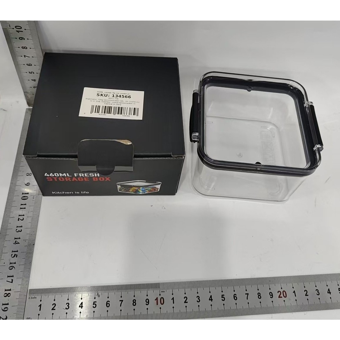 Recipient din Plastic, Flippy, pentru Alimente/Obiecte, Inchidere Ermetica, 10.2 x 6.6 cm, 460 ml, Transparent