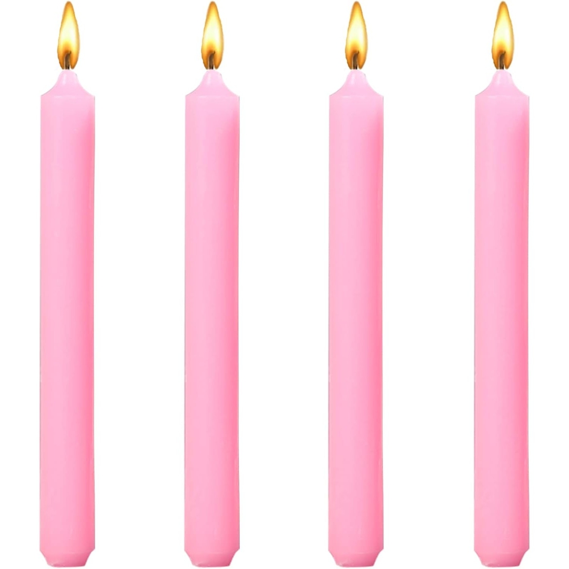 Set 4 Lumanari, Flippy, pentru Suport de Masa, Fara Miros si Fum, din Parafina, 2.2 x 25 cm, Roz
