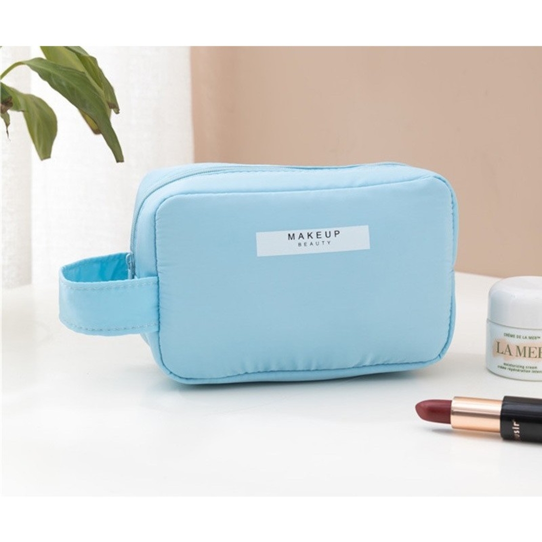 Portfard, Flippy, cu Maner, Material Impermeabil, pentru Cosmetice, 16 x 11 x 7 cm, Albastru