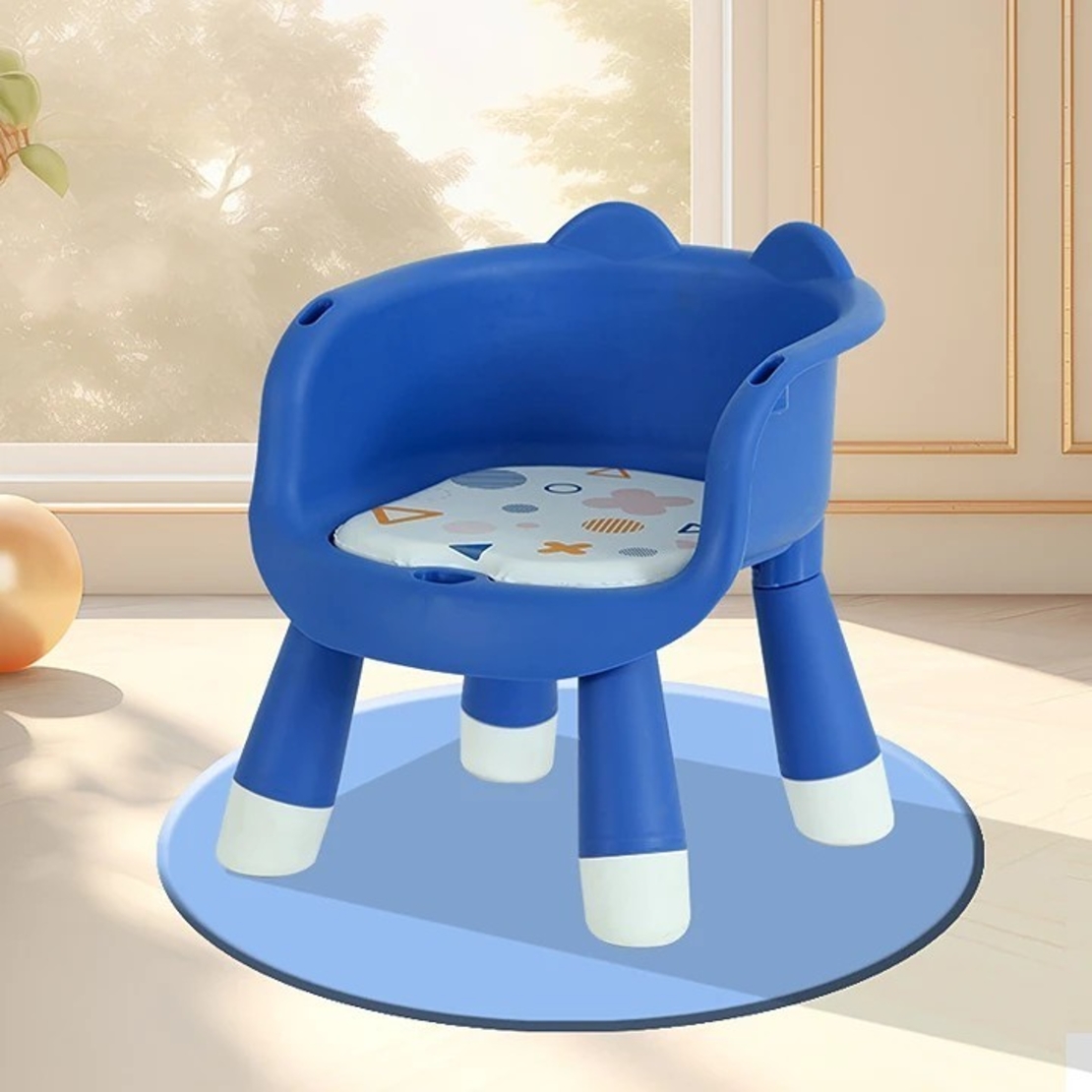 Scaun de Masa pentru Copii, Flippy, 2 in 1, Tavita Detasabila, Spatar Ergonomic, +6 Luni, Inaltime 36 cm, Albastru