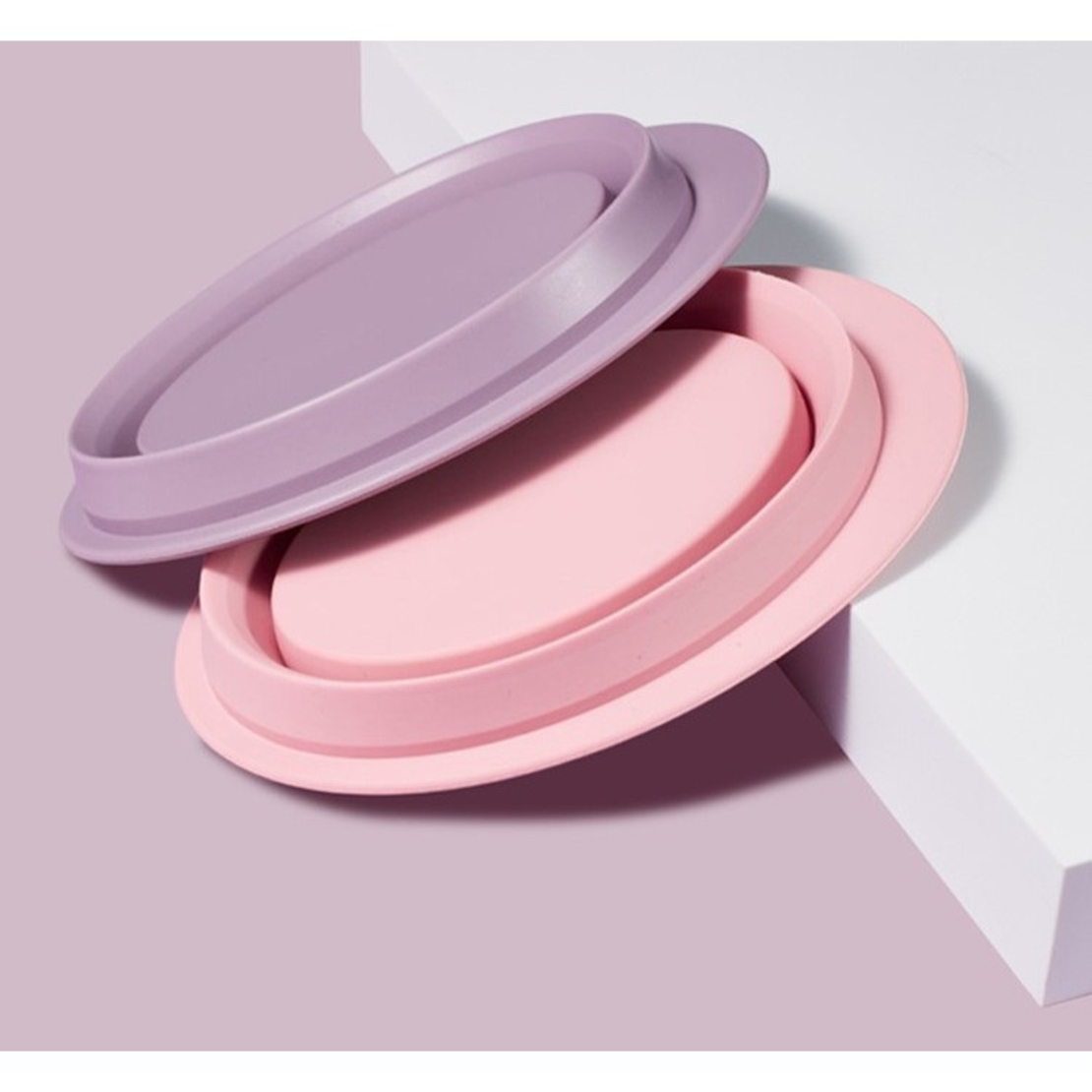 Accesoriu din silicon pentru curatarea accesoriilor makeup, pensule, buretei, 14.5 x 11,5 cm, 2 moduri de utilizare, pliabil, roz