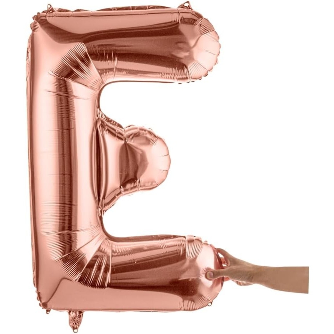 Balon Folie Metalizata Litera E, Flippy, 80 cm, Umflati cu Heliu sau Aer, Ambalaj Individual, Pai inclus, Rose Gold