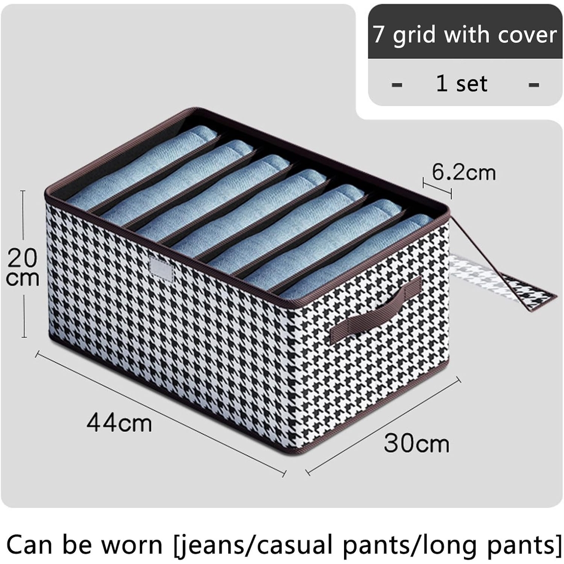 Cutie De Depozitare, Flippy, Pentru Haine, Lenjerie, Sosete Si Sutiene, Material Textil, 7 Compartimente, 44x30x20 cm, Culoare Alb-Negru