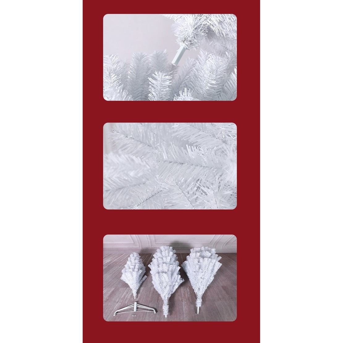 Brad de Craciun artificial cu suport inclus Flippy, 180 cm, 600 ramuri/varfuri, material plastic, suport clasic, fara iluminare, utilizat pentru interior/exterior, alb