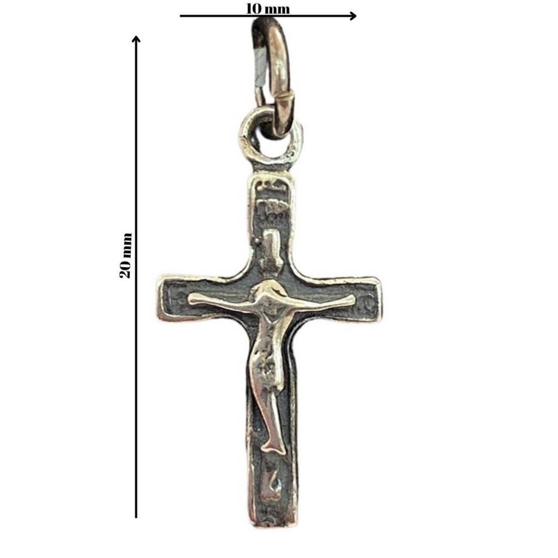 Pandantiv, Jolie Silver, Argint 925, Model Cruce cu Iisus Oxidata, 0.7 g, 20x10 mm