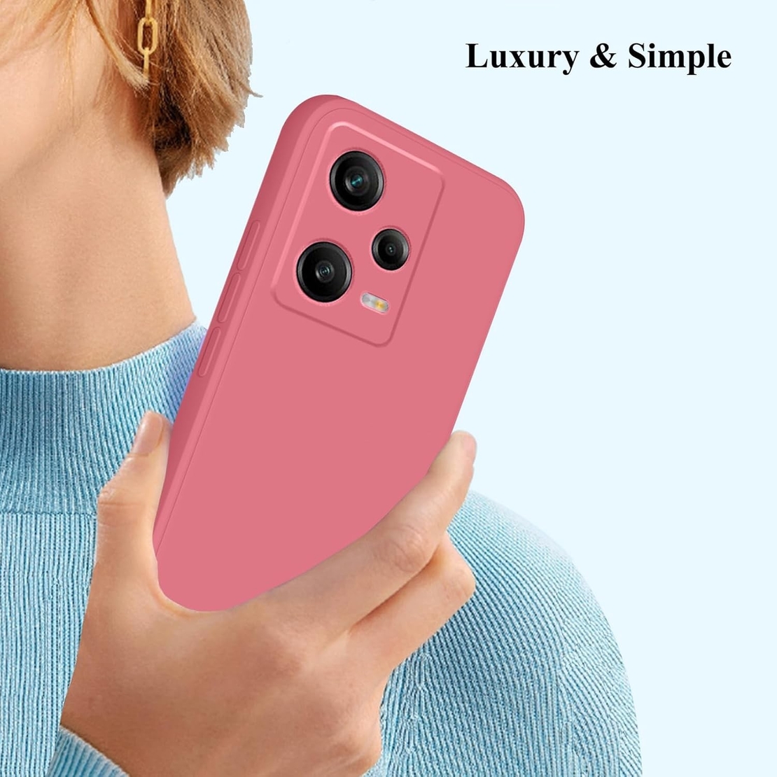 Husa de Protectie, Flippy, pentru Xiaomi Redmi Note 12 Pro 5G, Liquid Silicone, cu Microfibra pe Interior, Protectie Antisoc, Compatibil Incarcare Wireless, Rosu Camellia