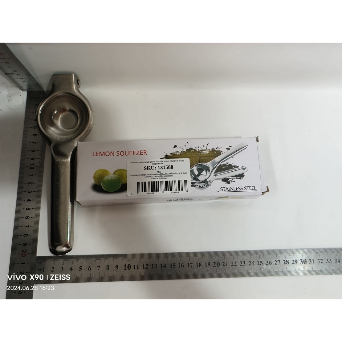 Storcator de Citrice Manual, Flippy, Storcator de Fructe Moi, Rezistent, Usor de Folosit si Depozitat, Durabil, Calitativ, 20.5 x 7cm, Inox, Argintiu